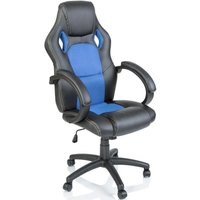 TRESKO® Racing Chefsessel Bürostuhl Drehstuhl Sportsitz Bürosessel Schreibtischstuhl schwarz/hellblau von TRESKO