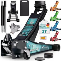 TRESKO® Wagenheber hydraulisch 2,5T Hubhöhe 85-385mm mit Tragekoffer Hydraulik KFZ Rangierwagenheber flach für tiefergelegte Autos & 360° Rollen von TRESKO