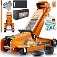 TRESKO® Wagenheber hydraulisch 2,5T Hubhöhe 85-385mm mit Tragekoffer Hydraulik KFZ Rangierwagenheber flach für tiefergelegte Autos & 360° Rollen von TRESKO