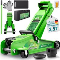 TRESKO® Wagenheber hydraulisch 2,5T Hubhöhe 85-385mm mit Tragekoffer Hydraulik KFZ Rangierwagenheber flach für tiefergelegte Autos & 360° Rollen von TRESKO