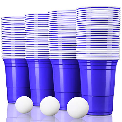 TRESKO 100 Beer Pong Becher | Partybecher 473ml - 16oz | Bierpong, Red Cups extra stark | Plastikbecher Blau von TRESKO