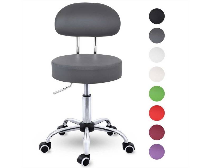 TRESKO Drehhocker Rollhocker mit Lehne, Arbeitshocker höhenverstellbar 47-60 cm, Bürostuhl mit Rollen Hocker Drehstuhl Kosmetikhocker von TRESKO