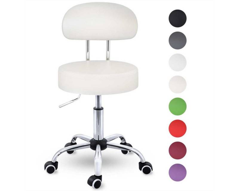 TRESKO Drehhocker Rollhocker mit Lehne, Arbeitshocker höhenverstellbar 47-60 cm, Bürostuhl mit Rollen Hocker Drehstuhl Kosmetikhocker von TRESKO