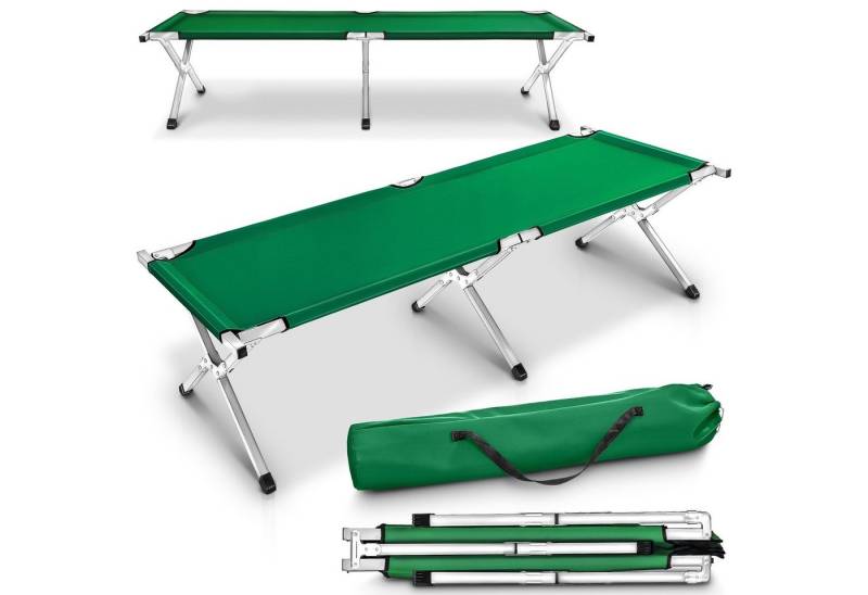 TRESKO Feldbett Feldbett Campingbett Bett Liege Gästebett Reisebett Klappbett Campingl XXL Campingbett 210 cm Feldbett Metallrohr - Belastbarkeit bis 150kg von TRESKO