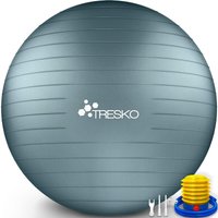 Tresko - Gymnastikball mit Pumpe Fitnessball Yogaball Sitzball Sportball Pilates Ball Sportball Cool-Grey-Blue 85cm (geeignet für über 185cm) von TRESKO