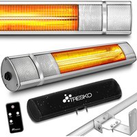 TRESKO Infrarot Heizstrahler 2000W Silber mit Fernbedienung & Abdeckung Wärmestrahler Terrasse elektrisch mit 3 Heizstufen Terrassenstrahler Innen & von TRESKO