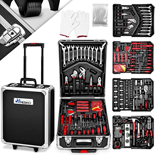 TRESKO Werkzeugkoffer 949 teilig | Werkzeugkasten | Werkzeugkiste | Werkzeugtasche | Werkzeug Set | Werkzeug-Trolley | Chrom-Vanadium Stahl (Schwarz) von TRESKO