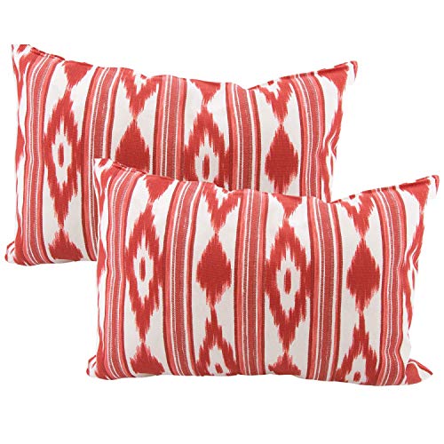 TRESMESTRES Sofa Kissenbezüge - Mediterranes Design, Lebendige Farben, Ikat-Muster - Deko Kissenbezüge Boho, Lässig und Modern - Kissenbezüge 50x70 cm - Rot, 2er Set von TRESMESTRES