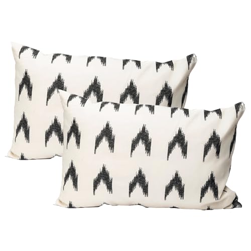 TRESMESTRES Schicke, Lässige und Moderne Kissenbezüge für das Bett - Mediterranes, Bunt, Ikat – Deko Kissenhüllen Set 2er - Kissenbezüge 70x50 cm - Schwarz von TRESMESTRES