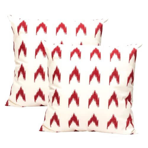 TRESMESTRES Schicke, Lässige und Moderne Kissenbezüge für das Bett - Mediterranes, Bunt, Ikat – Deko Kissenhüllen Set 2er - Kissenbezüge 40 x 40 cm - Rot von TRESMESTRES