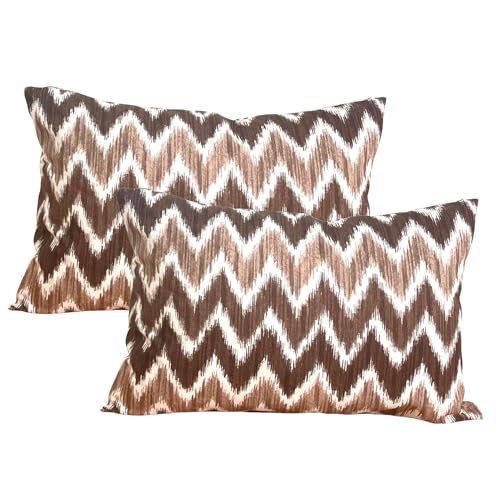 TRESMESTRES Kissenbezüge für Loungemöbel, Sofakissenbezug und Kissenhülle - Mediterranes, Bunt, Ikat-Stil - Dekorative Zierkissenbezug - Deko Kissenbezug 30x50 cm - 2er-Set, Braun TRESMESTRES Kissenbezüge für Loungemöbel, Sofakissenbezug und Kissenhülle - Mediterranes, Bunt, Ikat-Stil - Dekorative Zierkissenbezug - Deko Kissenbezug 30x50 cm - 2er-Set, Braun von TRESMESTRES