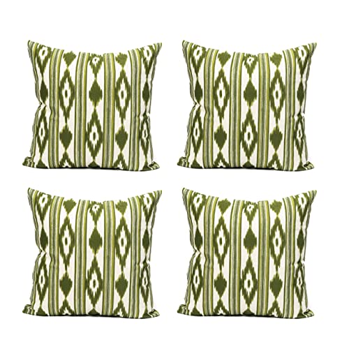 TRESMESTRES Sofa Kissenbezüge - Mediterranes Design, Lebendige Farben, Ikat-Muster - Deko Kissenbezüge Boho, Lässig und Modern - Kissenbezüge 60x60 cm - Grün, 2er Set von TRESMESTRES