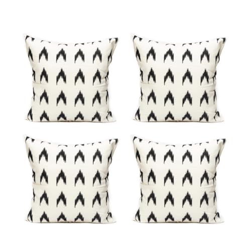 TRESMESTRES Schicke, Lässige und Moderne Kissenbezüge für das Bett - Mediterranes, Bunt, Ikat – Deko Kissenhüllen Set 2er - Kissenbezüge 40 x 40 cm - Schwarz von TRESMESTRES