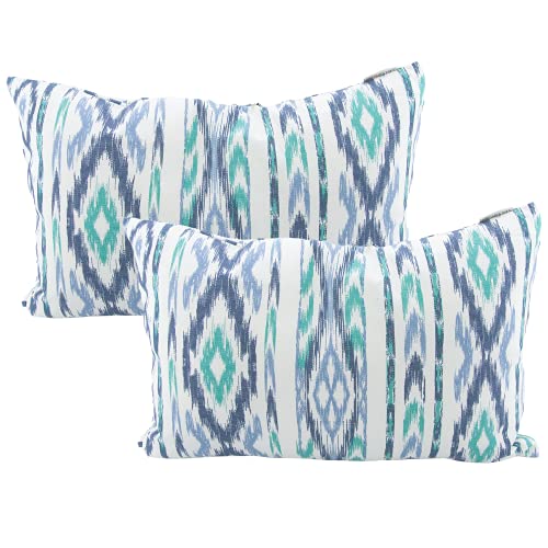 TRESMESTRES Sofa Kissenbezüge - Mediterranes, Bunt, Ikat - Bett Kissenhüllen Set 2er - Deko Kissenbezüge 30x50 cm - Türkis von TRESMESTRES