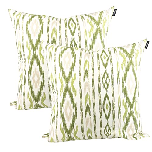 TRESMESTRES Sofa Kissenbezüge - Mediterranes, Bunt, Ikat - Bett Kissenhüllen Set 2er - Deko Kissenbezüge 45x45 cm - Grün von TRESMESTRES