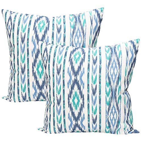 TRESMESTRES Sofa Kissenbezüge - Mediterranes, Bunt, Ikat - Bett Kissenhüllen Set 2er - Deko Kissenbezüge 45x45 cm - Türkis von TRESMESTRES