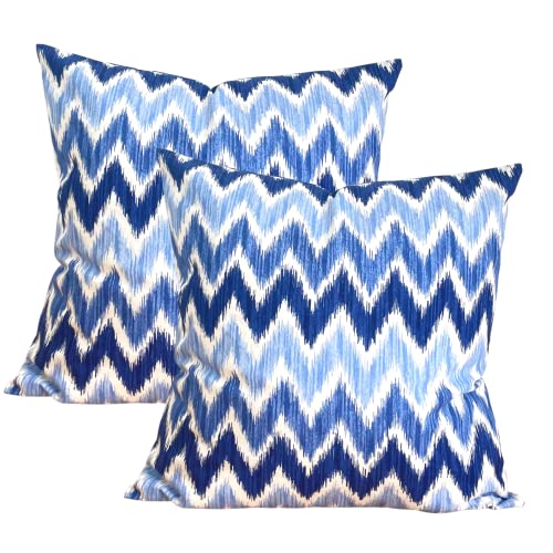 TRESMESTRES Kissenbezüge für Loungemöbel, Sofakissenbezug und Kissenhülle - Mediterranes, Bunt, Ikat-Stil - Dekorative Zierkissenbezug - Deko Kissenbezug 50x50 cm - 2er-Set, Blau von TRESMESTRES