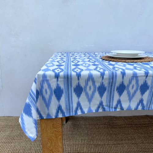 TRESMESTRES Stoff Tischdecken Rechteckig und Quadratisch - Bunter Mediterraner Stil - Dekorativ Tischtuch für Outdoor und Indoor - Hellblau, 140x140cm von TRESMESTRES