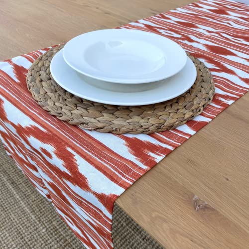 TRESMESTRES Dekostoff oder Tischläufer in Kleinen, Mittleren und Großen Größen - Buntes Mediterranes Design - Tischläufer Bunt - Orange, 40x180 cm von TRESMESTRES