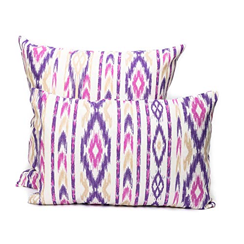 TRESMESTRES Sofa Kissenbezüge - Mediterranes, Bunt, Ikat - Bett Kissenhüllen Set 2er - Deko Kissenbezüge 40x60 cm - Lila von TRESMESTRES