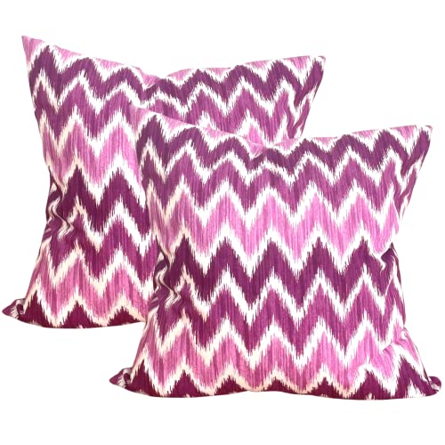 TRESMESTRES Kissenbezüge für Loungemöbel, Sofakissenbezug und Kissenhülle - Mediterranes, Bunt, Ikat-Stil - Dekorative Zierkissenbezug - Deko Kissenbezug 45x45 cm - 2er-Set, Violett von TRESMESTRES