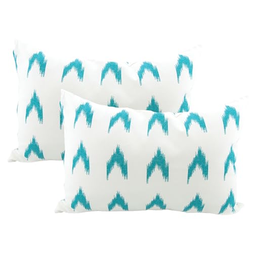 TRESMESTRES Schicke, Lässige und Moderne Kissenbezüge für das Bett - Mediterranes, Bunt, Ikat – Deko Kissenhüllen Set 2er - Kissenbezüge 60x40 cm - Türkis von TRESMESTRES