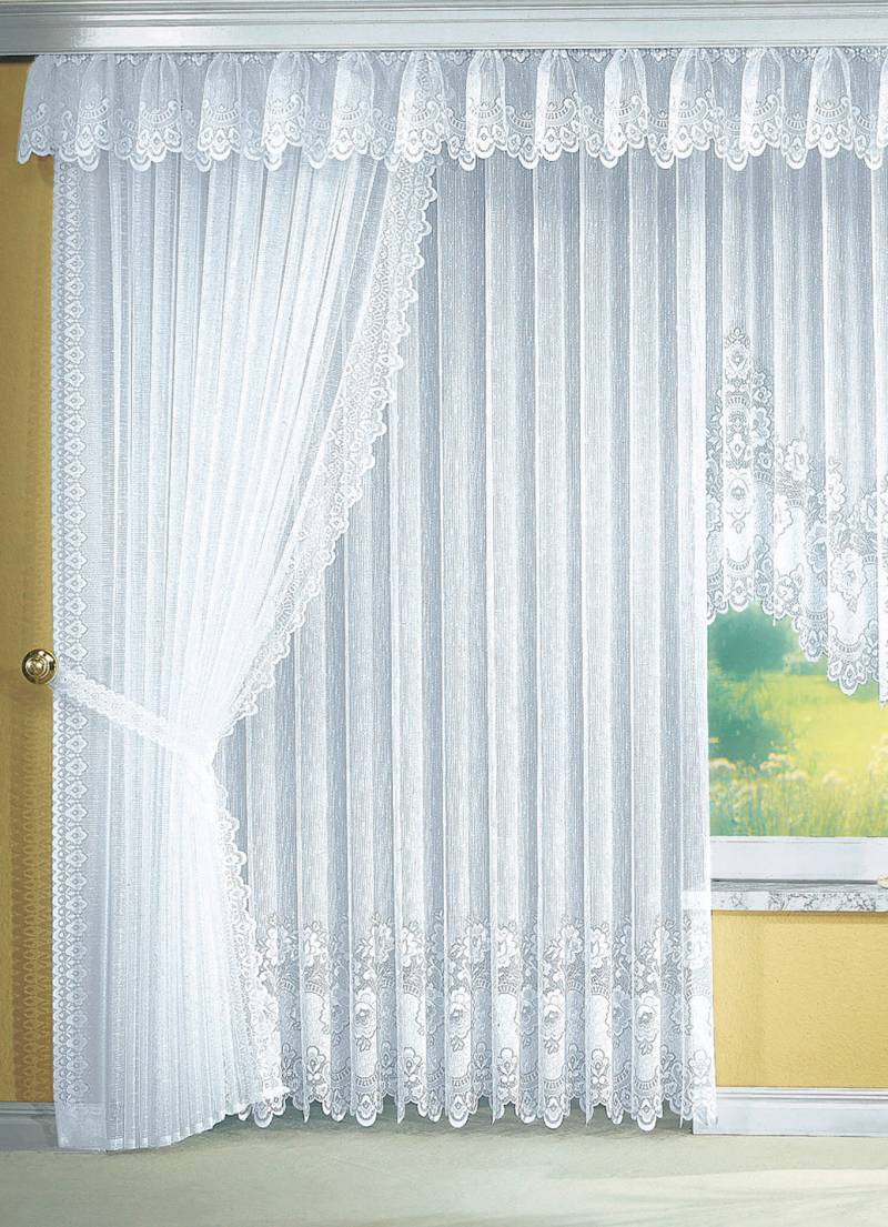 Querbehang mit leicht gebogtem Abschluss, Größe 687 (H30xB600 cm), Weiss von TREVIRA