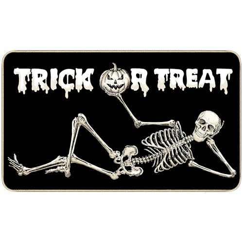 Fußmatte mit Totenkopfmotiv, rutschfeste Fußmatte für drinnen und draußen, lustige Halloween-Dekoration für Party, Zuhause, Küche, Wohnzimmer, 43,2 x 73,2 cm Fußmatte mit Totenkopfmotiv, rutschfeste Fußmatte für drinnen und draußen, lustige Halloween-Dekoration für Party, Zuhause, Küche, Wohnzimmer, 43,2 x 73,2 cm von TREWAVE