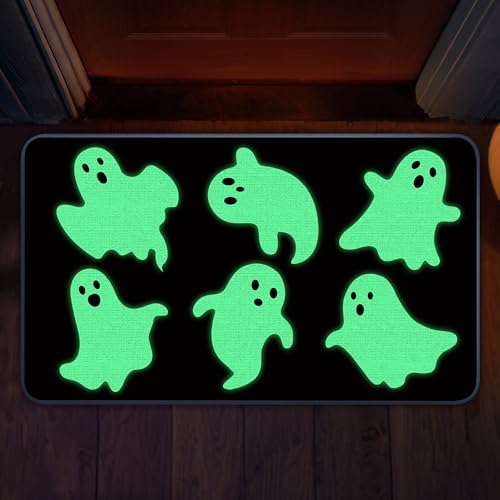Halloween-Geister-Fußmatte, leuchtet im Dunkeln, rutschfeste Fußmatte mit Gummi-Rückseite, leuchtende Teppiche für drinnen und draußen, für Zuhause, Küche, Party, Dekoration, 43,2 x 73,2 cm (Geist) Halloween-Geister-Fußmatte, leuchtet im Dunkeln, rutschfeste Fußmatte mit Gummi-Rückseite, leuchtende Teppiche für drinnen und draußen, für Zuhause, Küche, Party, Dekoration, 43,2 x 73,2 cm (Geist) von TREWAVE