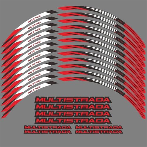 TRFBD Modische Persönlichkeit Motorrad-Felgenaufkleber 19 17 Zoll Felgenstreifen Wasserdichter Reifenaufkleber Für Ducati Multistrada V4S V4 V2 S V2S 2021-2023(19-17inch Red) von TRFBD