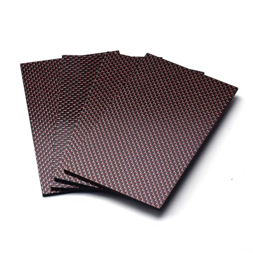 1 Stück 200 x 250 mm 3K-Farbkohlefaserplatte - Leichte, multifunktionale Kohlefaserplatte for den Modellflug(Red,1.0mm Matte) von TRFVDVERD