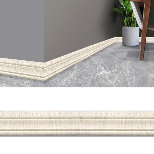 1 x dekorative 3D-Kantenstreifen – selbstklebende, wasserdichte Wandverkleidung for die Inneneinrichtung – 4,6 m Länge, 8 cm Breite, 13 Farben(Beige) von TRFVDVERD