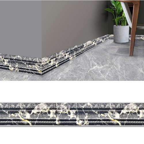 1 x dekorative 3D-Kantenstreifen – selbstklebende, wasserdichte Wandverkleidung for die Inneneinrichtung – 4,6 m Länge, 8 cm Breite, 13 Farben(Black gold) von TRFVDVERD