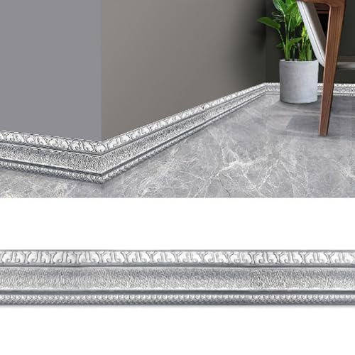 1 x dekorative 3D-Kantenstreifen – selbstklebende, wasserdichte Wandverkleidung for die Inneneinrichtung – 4,6 m Länge, 8 cm Breite, 13 Farben(Gray) von TRFVDVERD