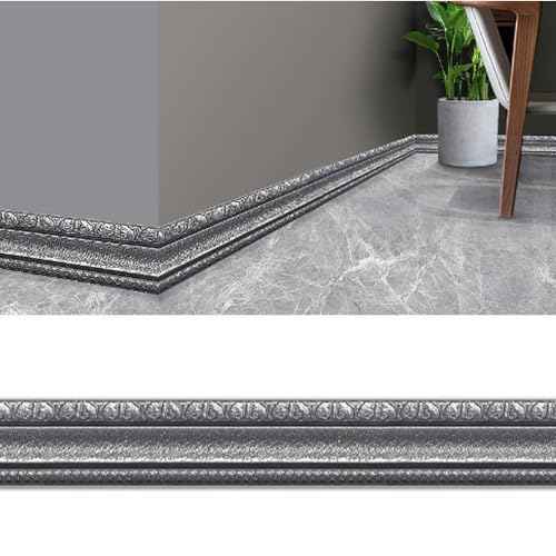 1 x dekorative 3D-Kantenstreifen – selbstklebende, wasserdichte Wandverkleidung for die Inneneinrichtung – 4,6 m Länge, 8 cm Breite, 13 Farben(Gray black) von TRFVDVERD