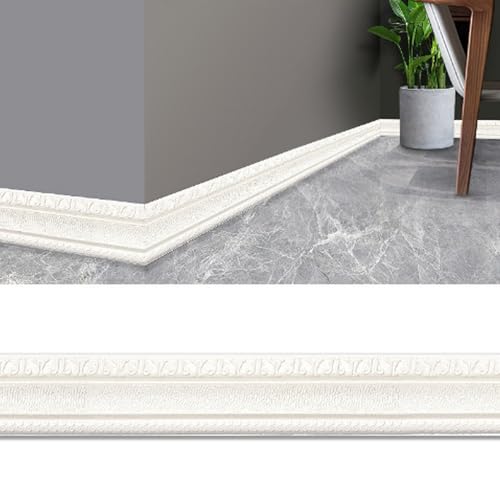 1 x dekorative 3D-Kantenstreifen – selbstklebende, wasserdichte Wandverkleidung for die Inneneinrichtung – 4,6 m Länge, 8 cm Breite, 13 Farben(White) von TRFVDVERD