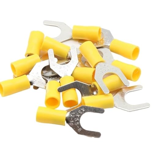50 Stück gelbe Gabel-Spaten-Crimp-Anschlussklemmen SV5.5-M8 for sichere elektrische Verkabelung von TRFVDVERD