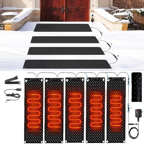 Rutschfeste Schneeschmelzmatte aus Gummi, elektrische Schneeschmelzmatten for Treppen, Türen, Gehwege, Einfahrten – 30 x 60 cm(40x200cmx5Pcs) von TRFVDVERD