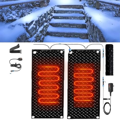 Rutschfeste Schneeschmelzmatten – Gummi-Heizmatten for den Außenbereich for Schneeräumen im Winter, 360-W-Netzkabel im Lieferumfang enthalten(40x200cmx2Pcs) von TRFVDVERD