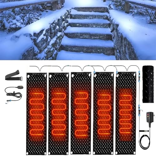 Rutschfeste Schneeschmelzmatten – Gummi-Heizmatten for den Außenbereich for Schneeräumen im Winter, 360-W-Netzkabel im Lieferumfang enthalten(40x60cmx5Pcs) von TRFVDVERD