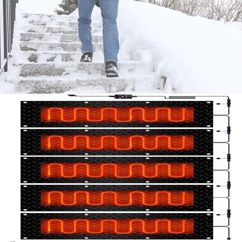 Schneeschmelzende Gehwegmatte – rutschfeste, wasserdichte elektrische Matten for die Schneeräumung im Winter, Treppen (3 Stück, 25,4 x 120 cm)(40x120cmx5Pcs) von TRFVDVERD