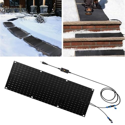 Schneeschmelzmatte - Rutschfeste Heizmatte for Gehwege und Treppen im Außenbereich zur Schneeräumung im Winter, wasserdicht, 360 W Leistung(25.4x76.2cmx1Pcs) von TRFVDVERD