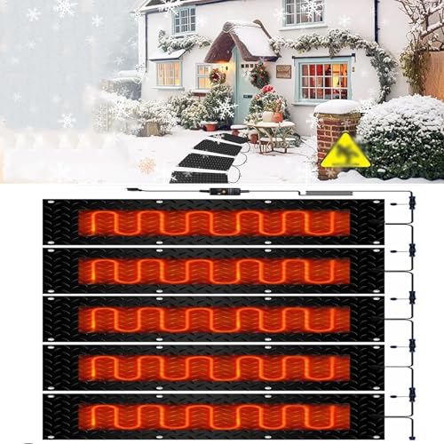 Schneeschmelzmatte – Rutschfeste Schneeschmelzlösung for Auffahrten und Treppen im Außenbereich mit Netzkabel, 360 W(40x200cmx5Pcs) von TRFVDVERD