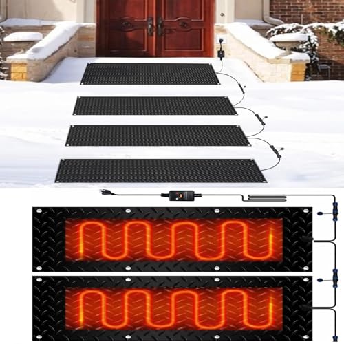 Schneeschmelzmatte for Außentreppen und Gehwege – Anti-Rutsch-Schneeschmelzmatten for den Winter – Wasserdichte Schneeschmelzpads(25.4x90cmx2Pcs) von TRFVDVERD