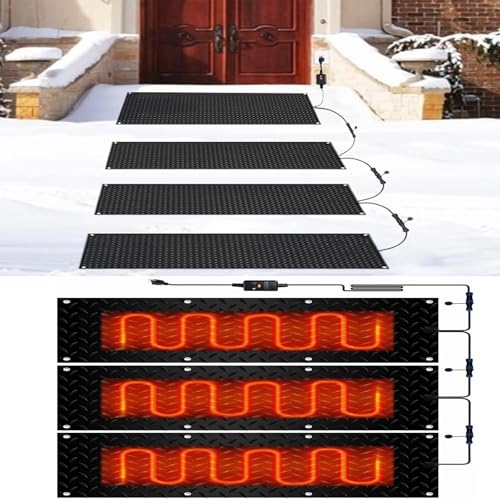 Schneeschmelzmatte for Außentreppen und Gehwege – Anti-Rutsch-Schneeschmelzmatten for den Winter – Wasserdichte Schneeschmelzpads(40x160cmx3Pcs) von TRFVDVERD
