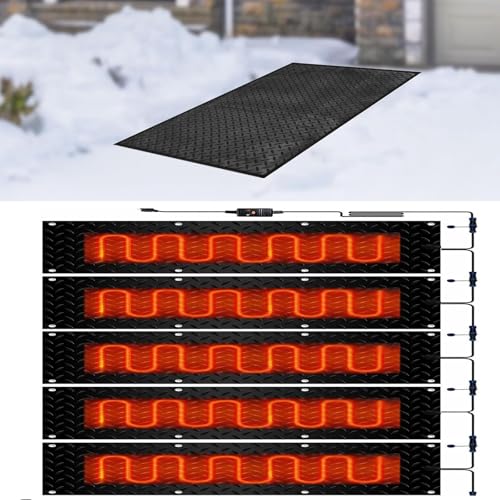 Schneeschmelzmatte for Einfahrten – Gummi-Eisschmelzmatte for den Außenbereich mit Netzkabel – Rutschfestes Gerät (15,7 x 79 Zoll)(40x200cmx5Pcs) von TRFVDVERD