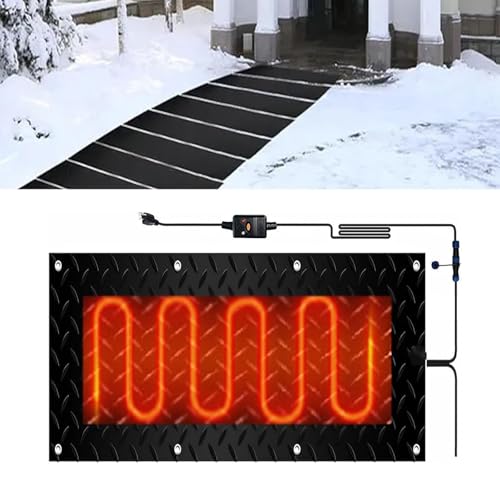 Schneeschmelzmatte for den Außenbereich mit Netzkabel – for Schneeräumen im Winter, Schmelzgeschwindigkeit 5 cm/Stunde, 1,8 m langes Netzkabel(25.4x90cmx1Pcs) von TRFVDVERD