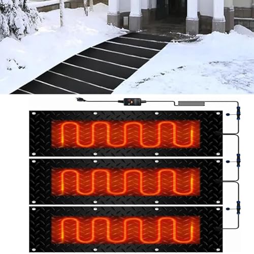Schneeschmelzmatte for den Außenbereich mit Netzkabel – for Schneeräumen im Winter, Schmelzgeschwindigkeit 5 cm/Stunde, 1,8 m langes Netzkabel(30x150cmx3Pcs) von TRFVDVERD