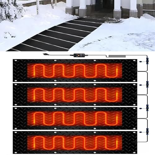 Schneeschmelzmatte for den Außenbereich mit Netzkabel – for Schneeräumen im Winter, Schmelzgeschwindigkeit 5 cm/Stunde, 1,8 m langes Netzkabel(30x90cmx4Pcs) von TRFVDVERD