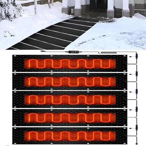 Schneeschmelzmatte for den Außenbereich mit Netzkabel – for Schneeräumen im Winter, Schmelzgeschwindigkeit 5 cm/Stunde, 1,8 m langes Netzkabel(40x160cmx5Pcs) von TRFVDVERD
